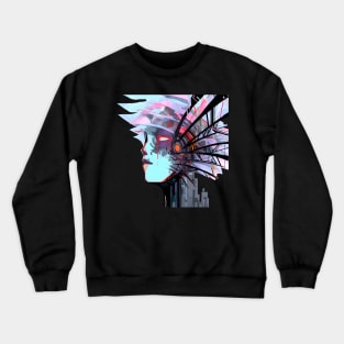 Picasso Style Face Above the City Crewneck Sweatshirt